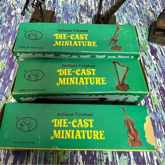 Vintage Die-Cast Pencil Sharpener MUSICAL INSTRUMENTS Set of 3 in Original Boxes - Picture 12 of 12
